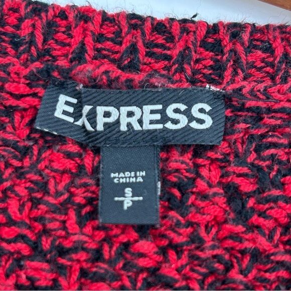 Express red/black oversized open weave sweater size small - Picture 6 of 7